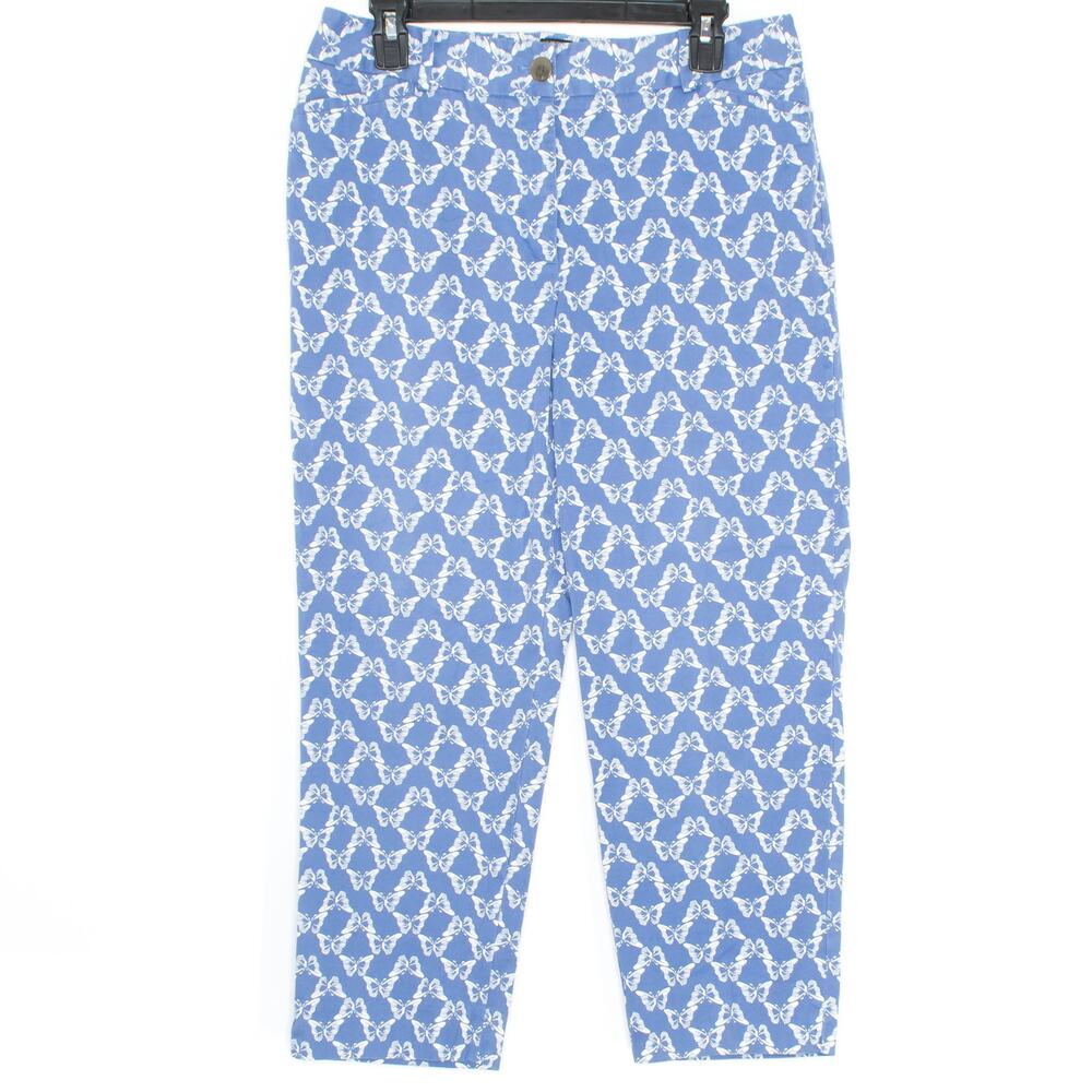 Talbots Butterfly Crop Pants 8 Blue Cottagecore Preppy Coastal Old Money Perfect